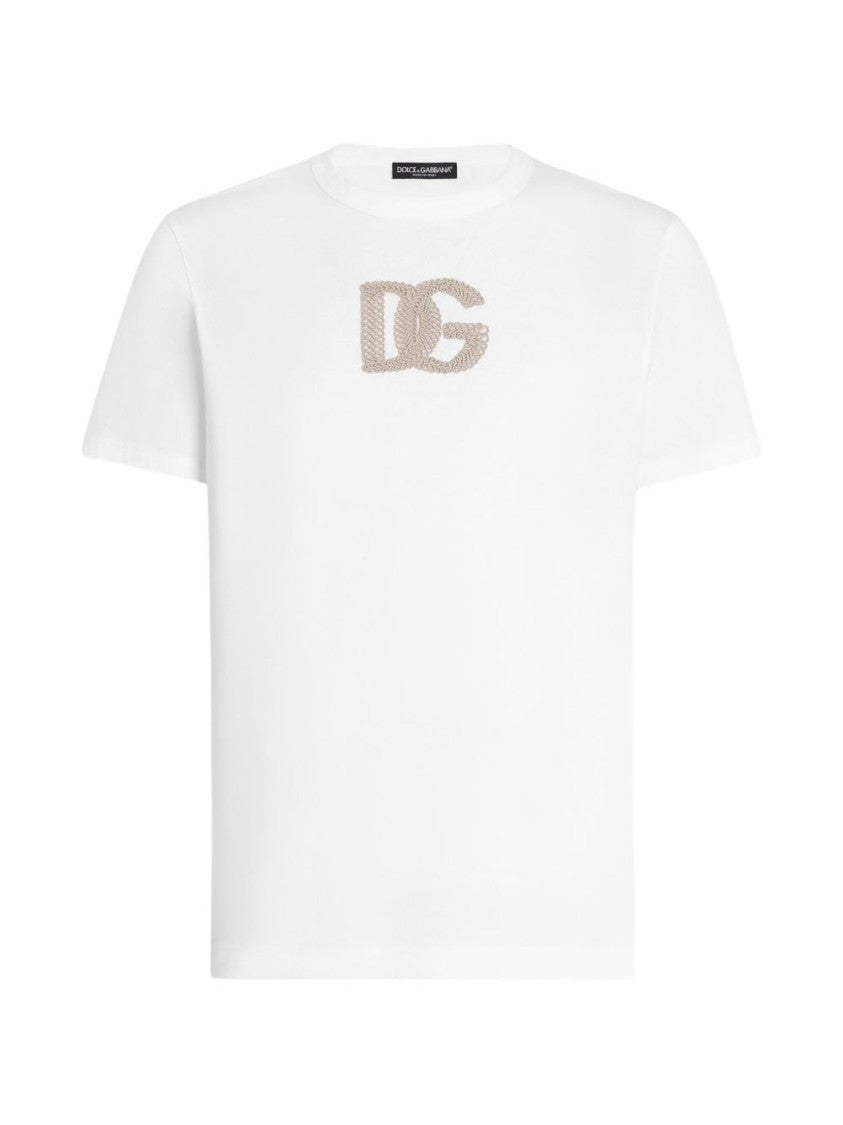 Dolce & Gabbana White Classic T-Shirt Textured Logo T-Shirt