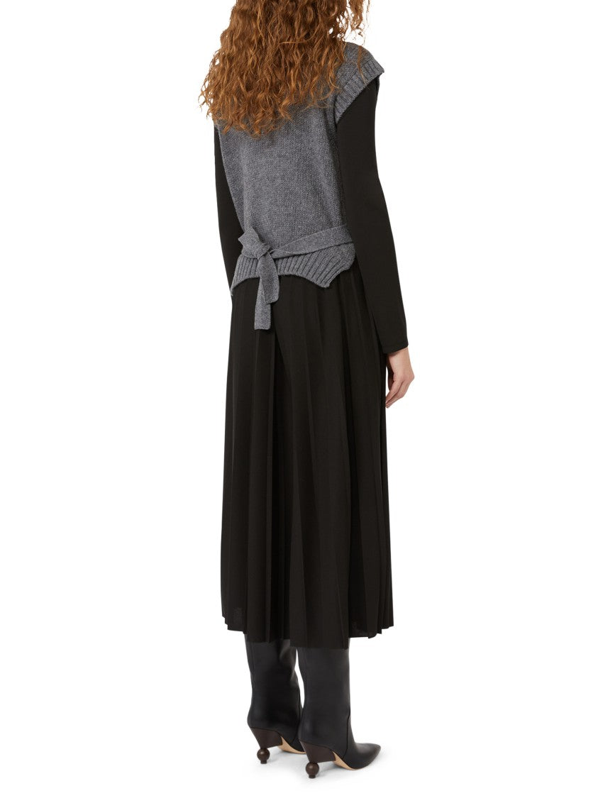 Max Mara Layered Midi Dress With Cable-Knit Vest
