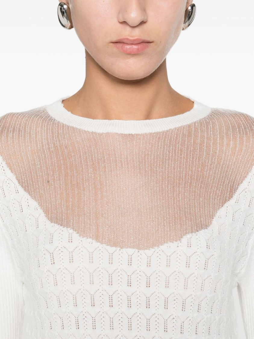 Twin-Set Textured Knit Sweater With Layered Collar Detail