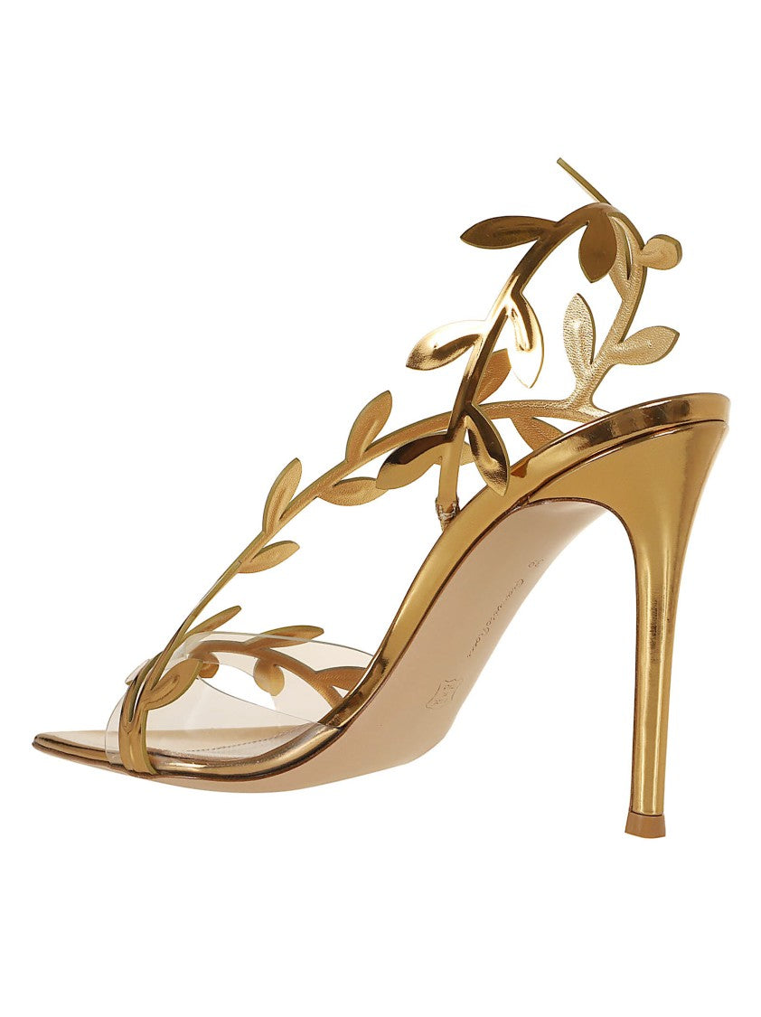 Gianvito Rossi Gold-Tone Mirrored Leather Pumps With Plexiglass Inserts