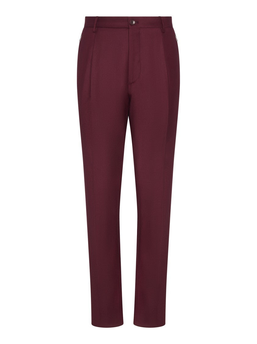 Etro Burgundy Wool Trousers With Tailored Silhouette