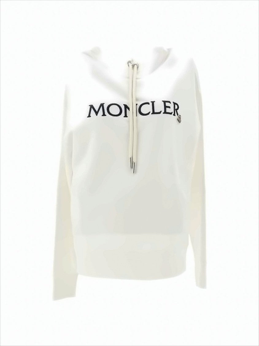 Moncler Classic White Hoodie With Drawstring Hood