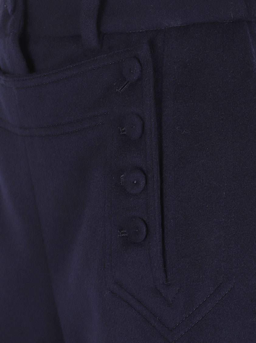 Ermanno Scervino Tailored Wool Trousers With Subtle Button Appliqué