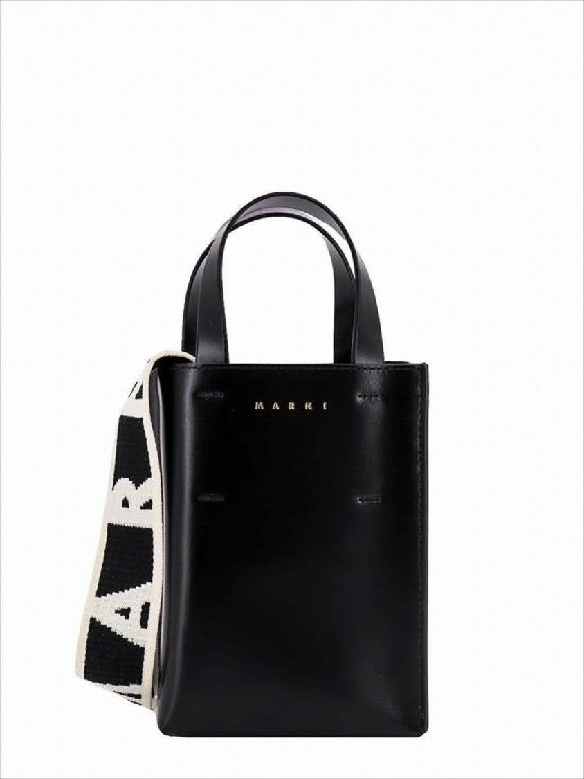 Marni Structured Black Calf Leather Tote Bag