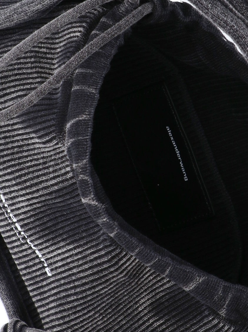 Alexander Wang Grey Cotton Blend Handbag With Drawstring Closure