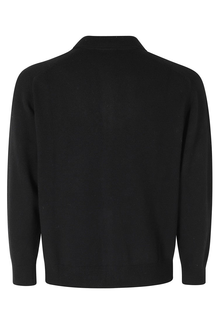 Dunst Black Classic Collar Button-Front Nylon-Blend Cardigan