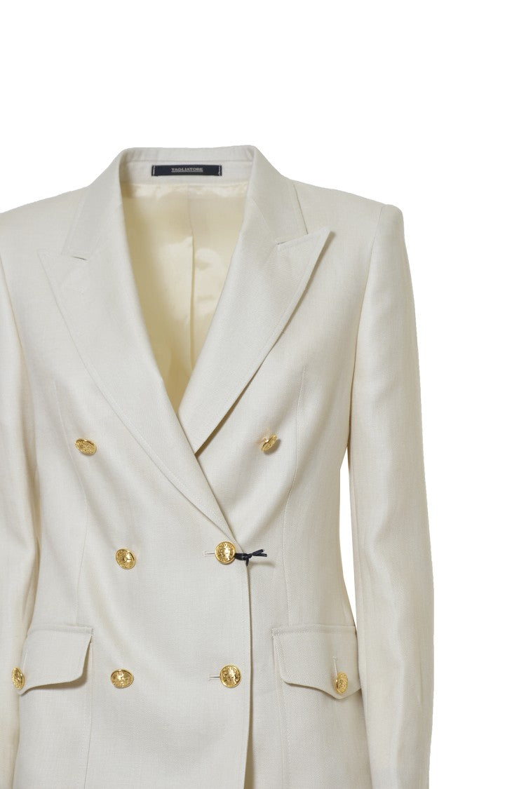 Tagliatore Hilda Jacket In Cream Linen Twill