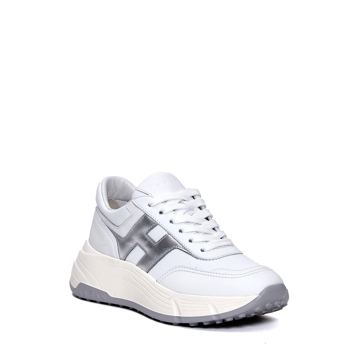 Hogan Hi Fi H Silver Leather White Sneakers