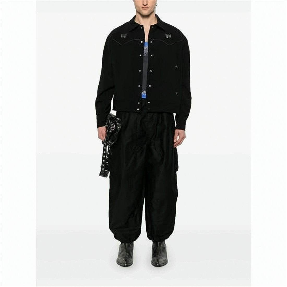 Needles Loose Black Cargo Pants With Adjustable Hem