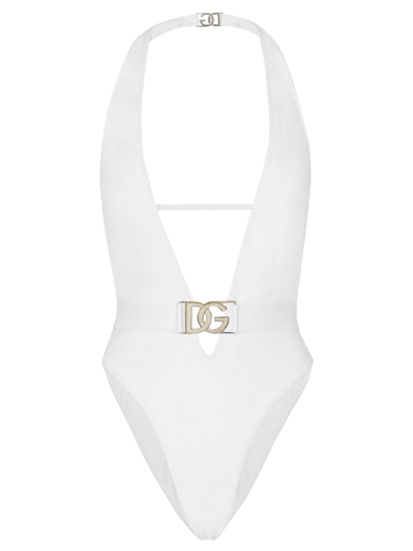 Dolce & Gabbana Deep Plunging Neckline Halter Swimsuit
