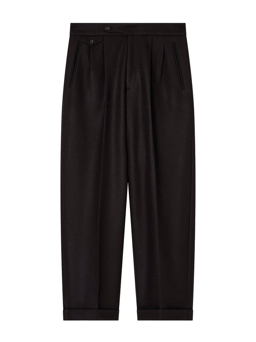 Emporio Armani Tailored Trousers In Dark Brown Boiled Wool Jersey