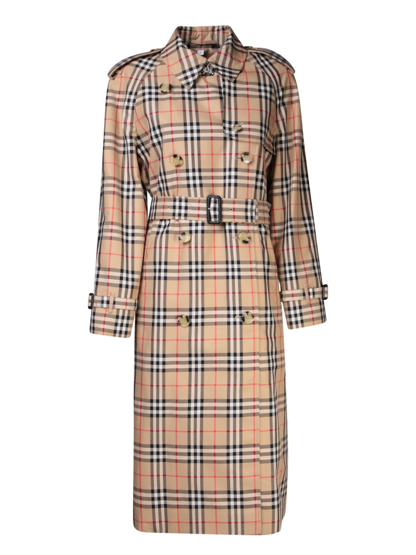 Burberry Harehope Trench Coat With Vintage Check Pattern