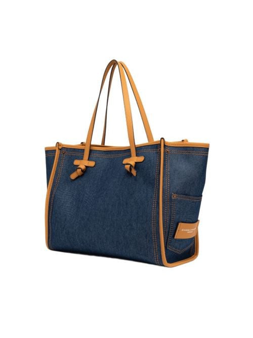 Marcella Denim-Effect Handbag With Pouch