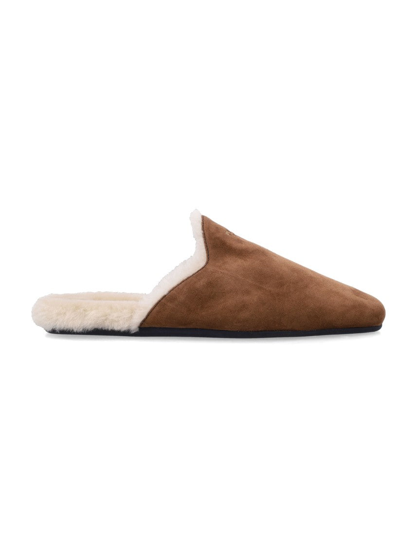 Prada Suede Leather And Shearling Mules