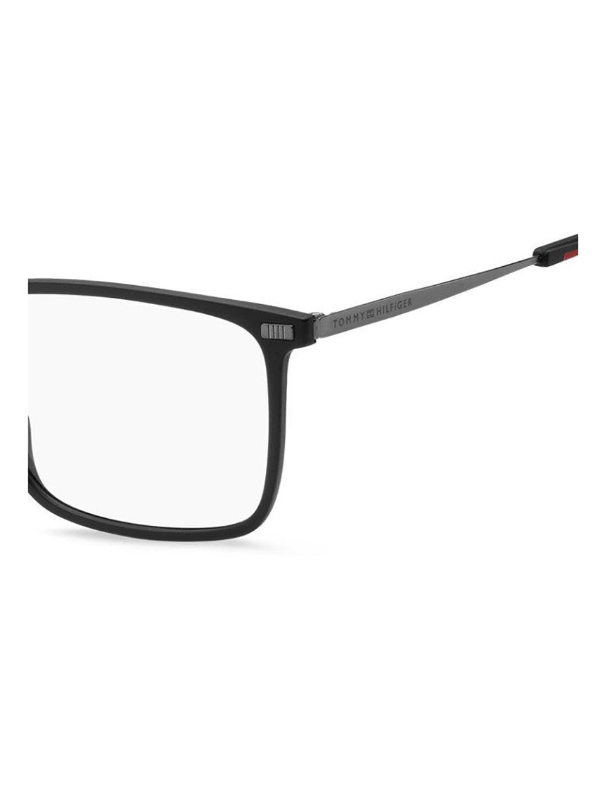 Tommy Hilfiger Rectangular Black Optical Frames With Subtle Red Accent