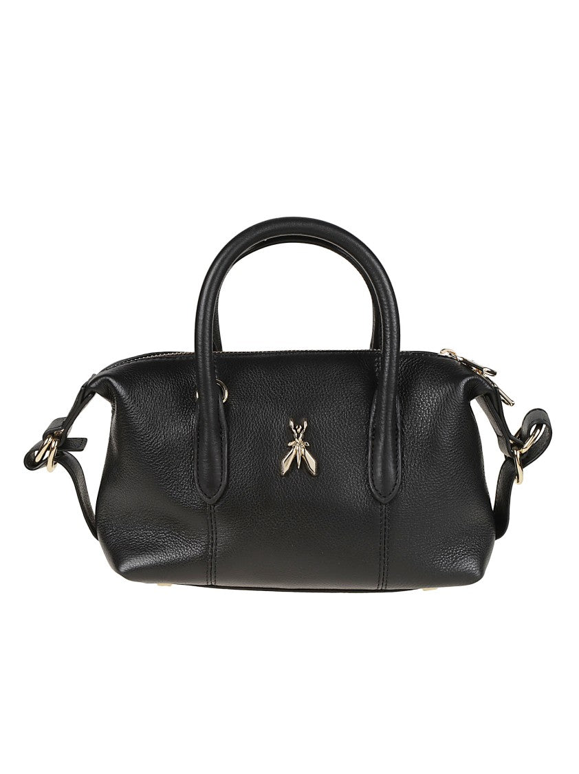 Patrizia Pepe Smooth Calf Leather Metallic Accent Top Handle Bag