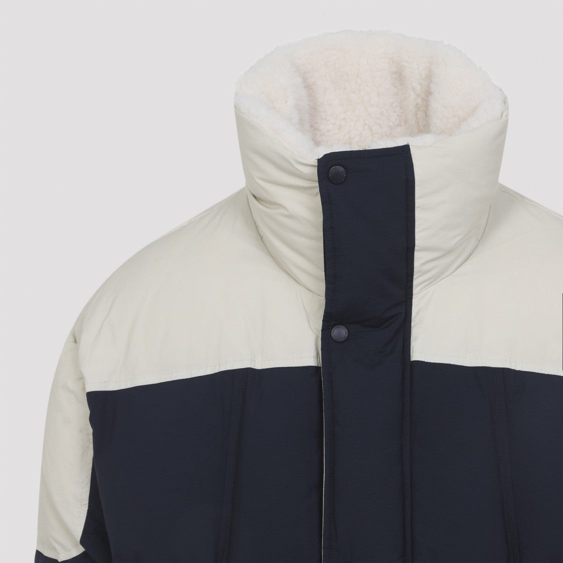 Moose Knuckles Color-Block Puffer Jacket With High Collar