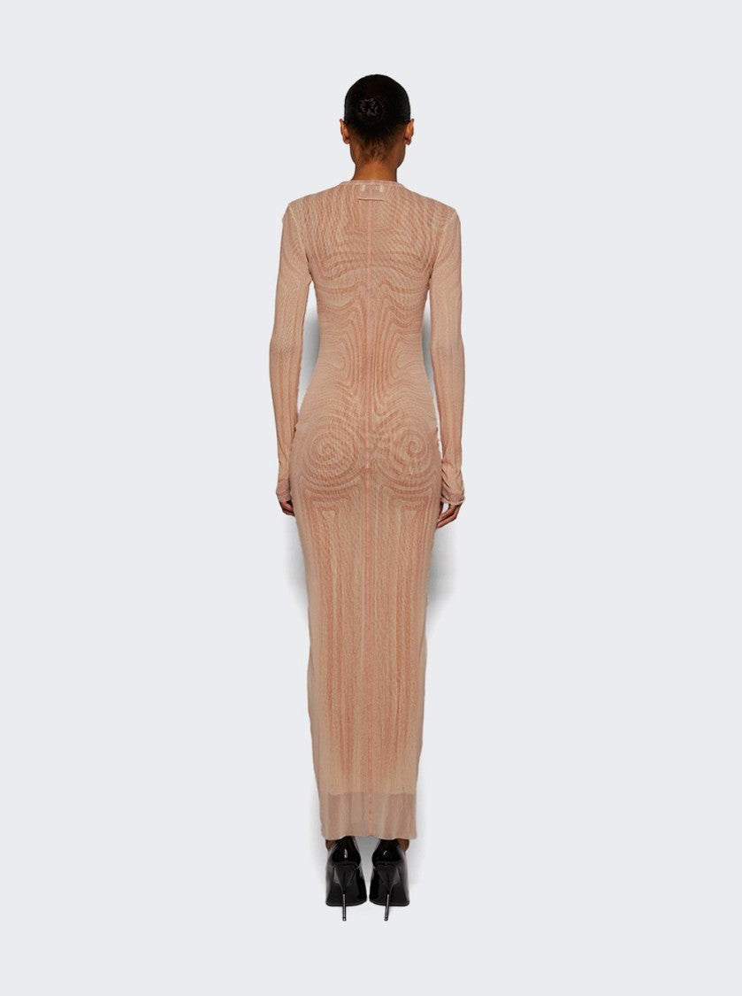 Jean Paul Gaultier Long Spiral Dress Pale Pink