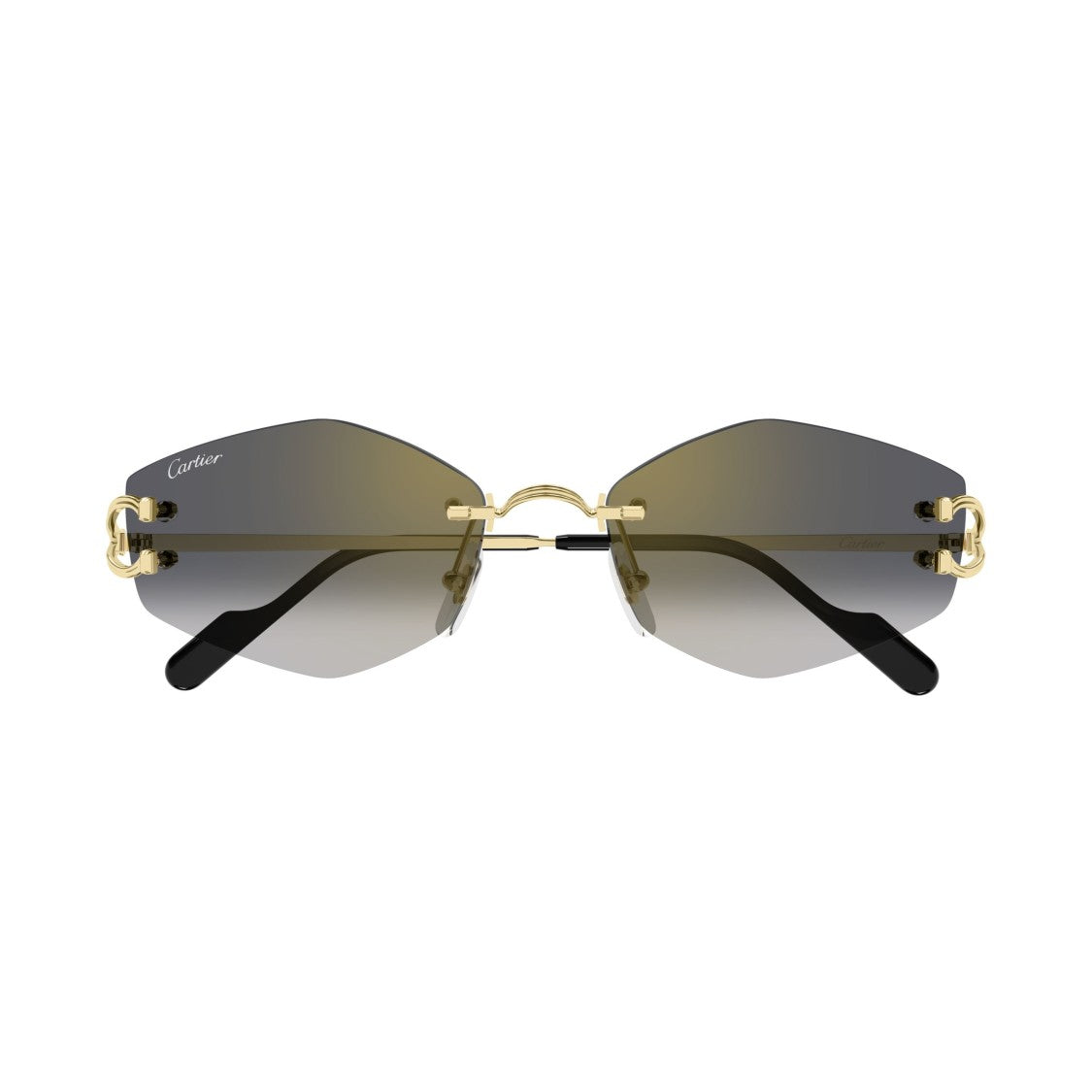 Cartier Rimless Gradient Lens Sunglasses With Y-Shaped Gold Temples