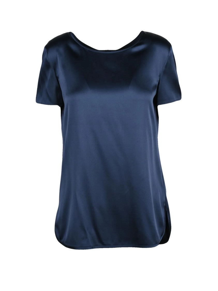Mm By Max Mara Multicolor Stretch Silk Cortona Satin Blouse
