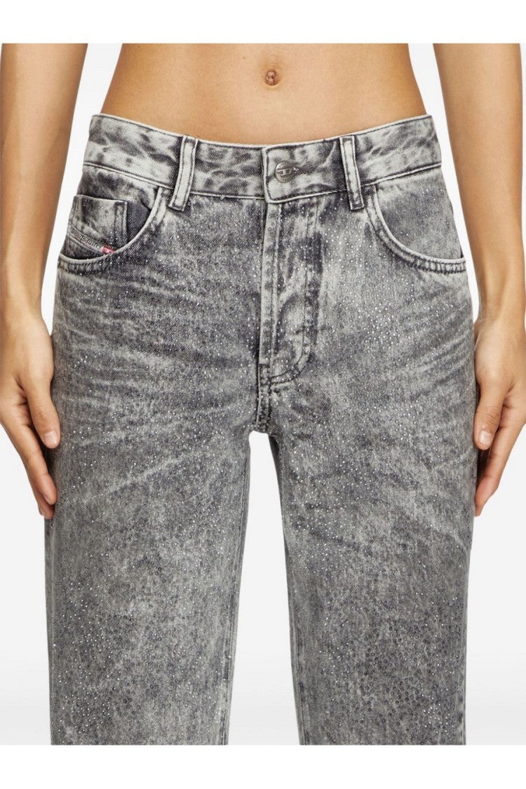 Diesel Relaxed Straight-Leg Jeans In Washed Grey Cotton