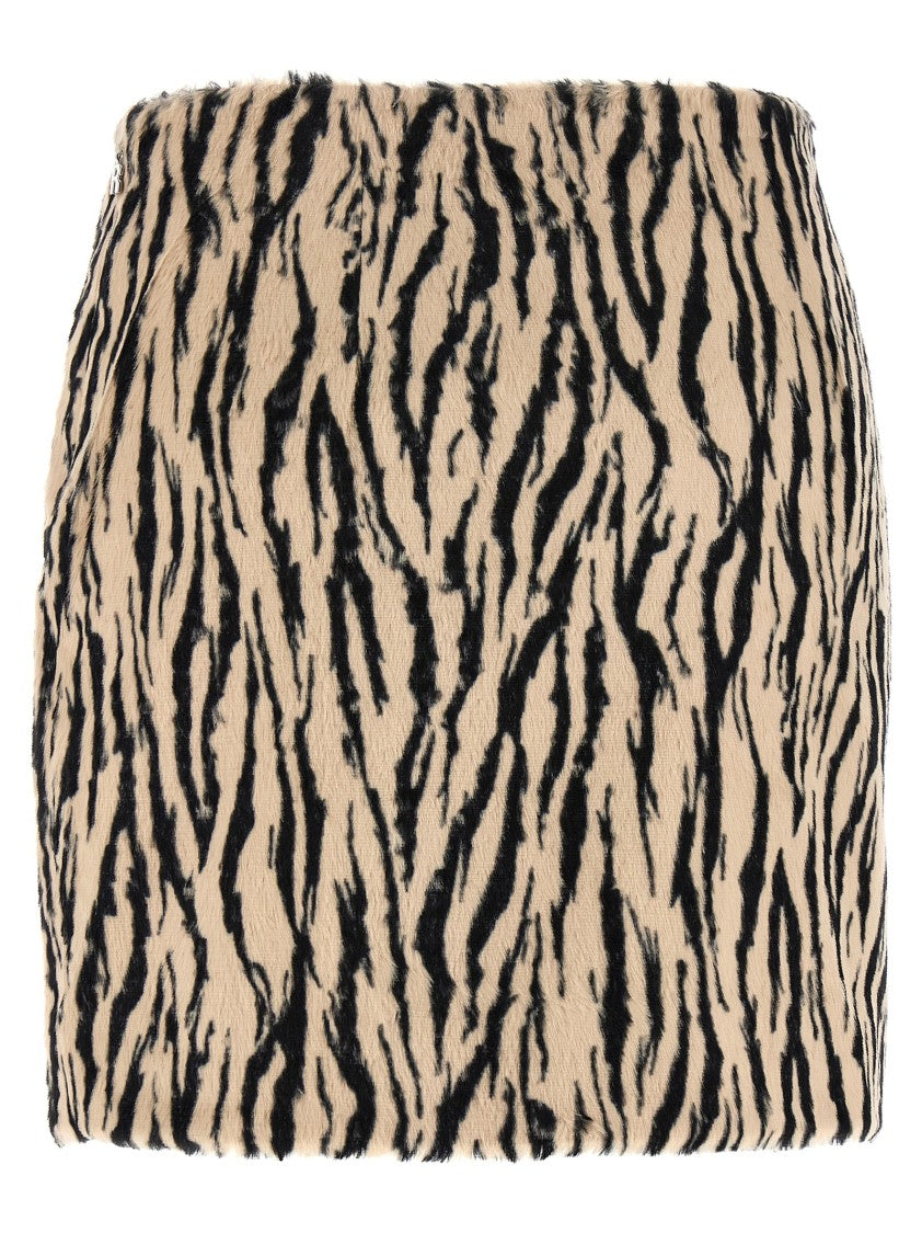 Rotate Birger Christensen Printed Faux Fur Skirt