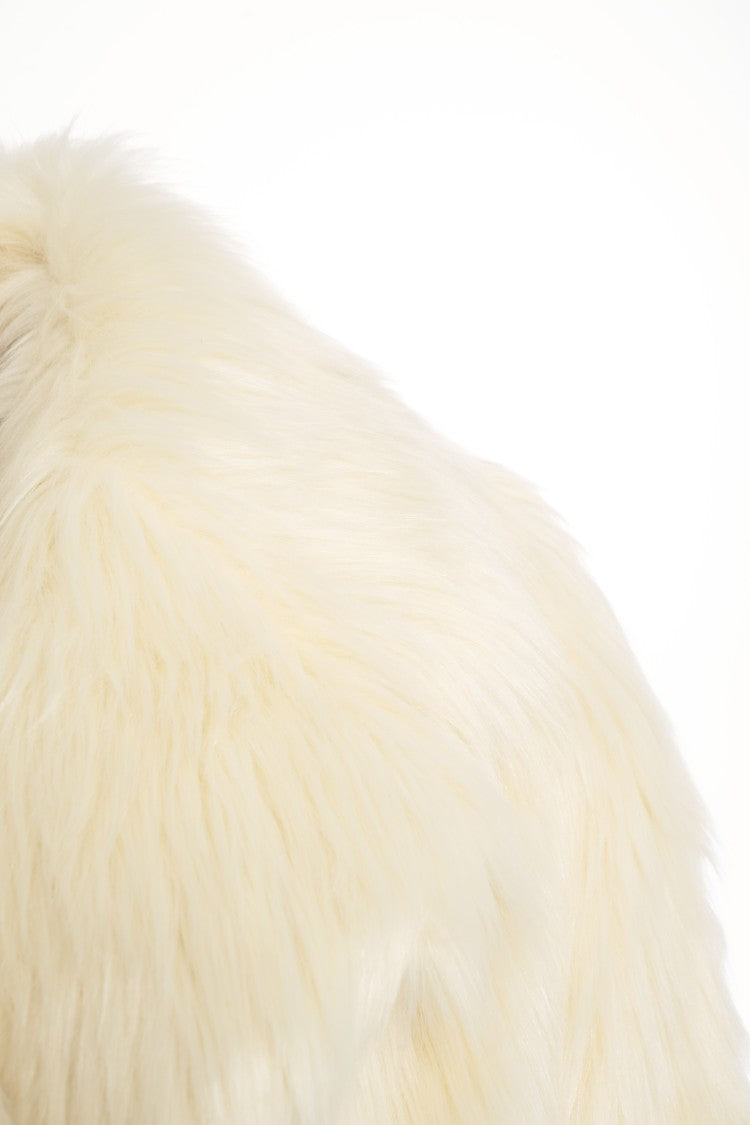 Stand Studio Double-Breasted Plush Faux Fur Jacket With Wide Collar