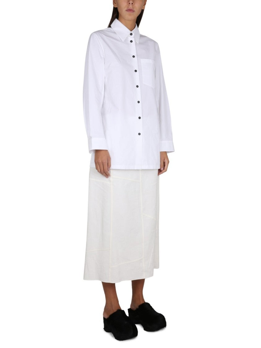 Jil Sander White Poplin Shirt With Pointed Collar