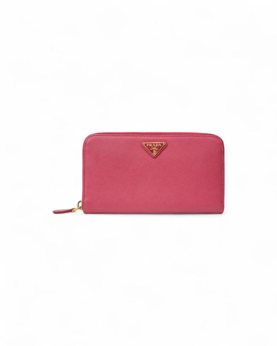 Prada Zippy Saffiano Wallet Fuchsia