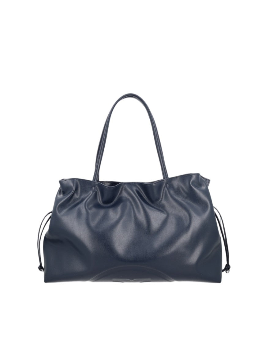 Tory Burch Soft-Structured Blue Tote Bag With Drawstring Detail