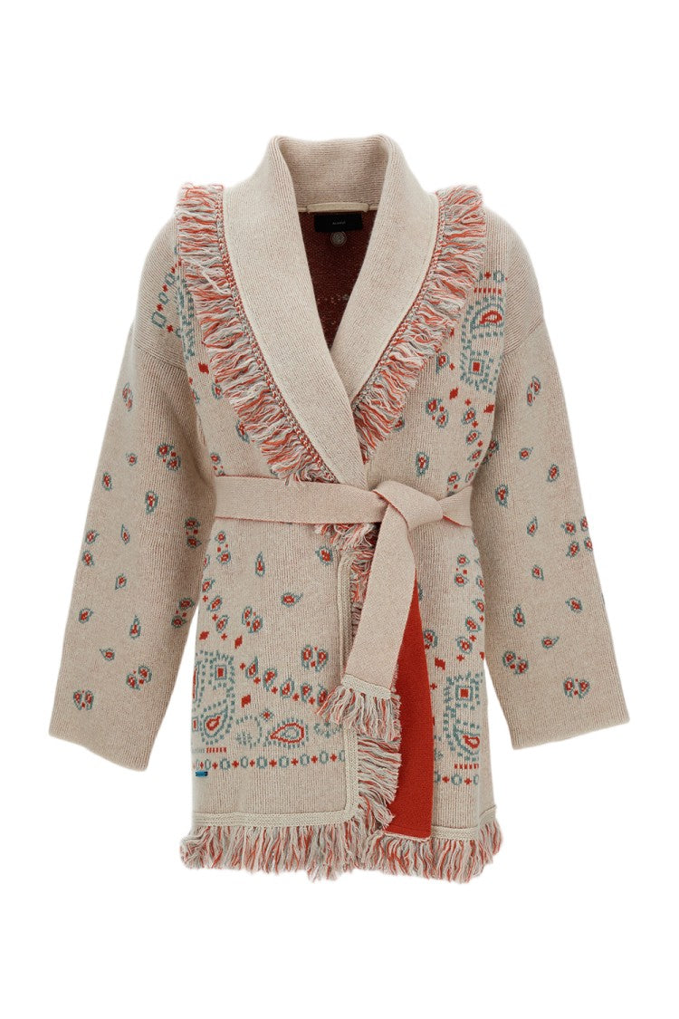 Alanui Bandana Jacquard Cashmere Cardigan With Removable Belt