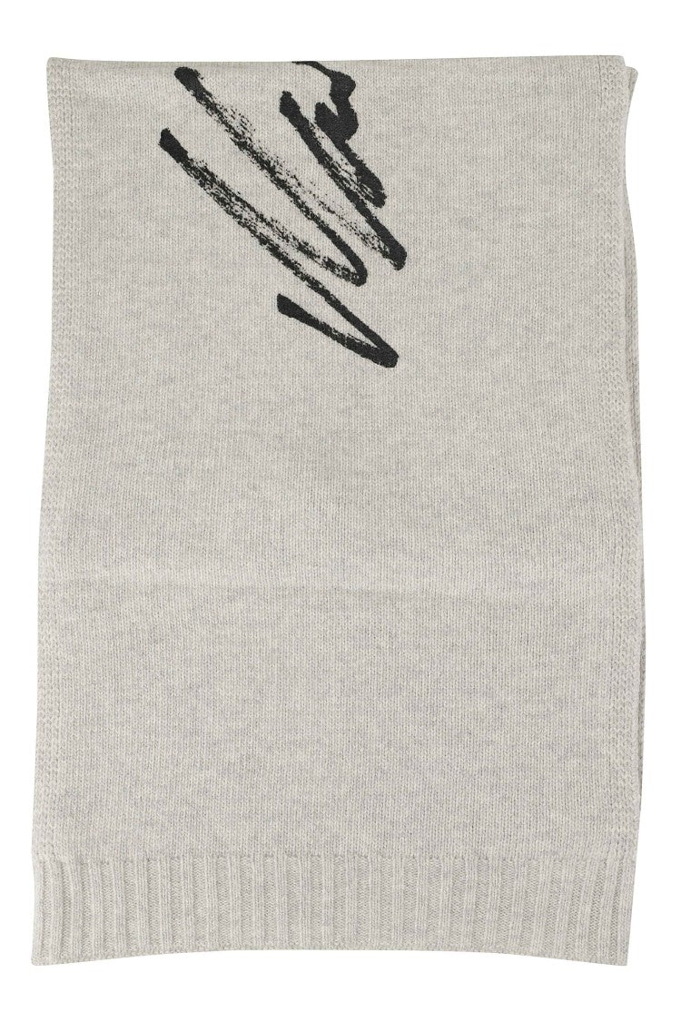 Mm6 By Maison Margiela Beige Abstract Print Wool-Blend Scarf