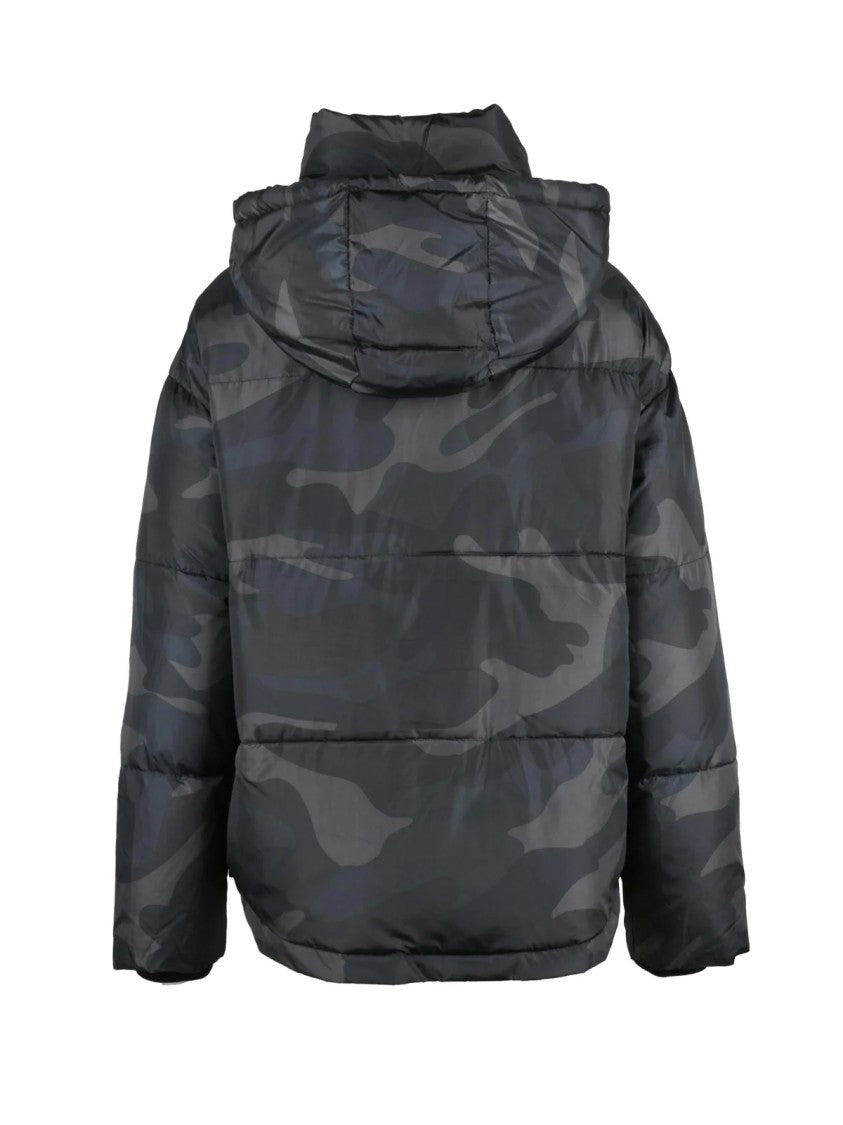 Rino & Pelle Black/Green Camouflage Quilted Polyester Down Jacket