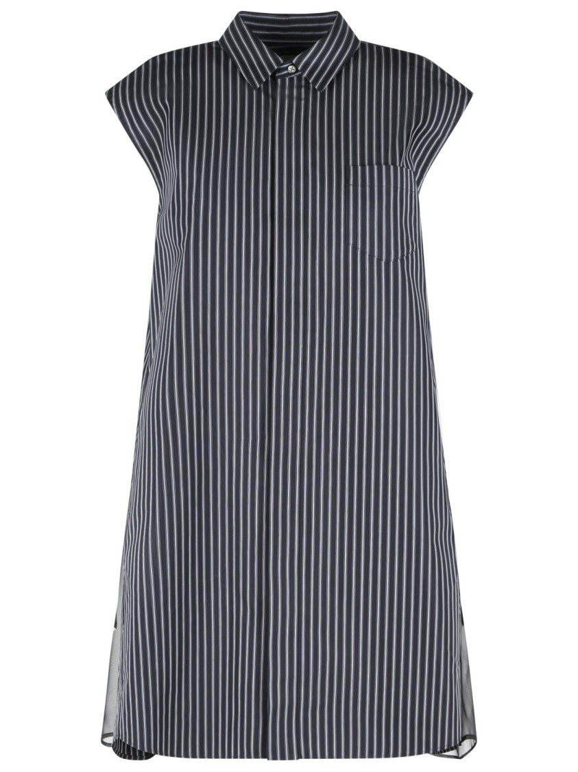 Sacai Navy Cotton Blend Dress