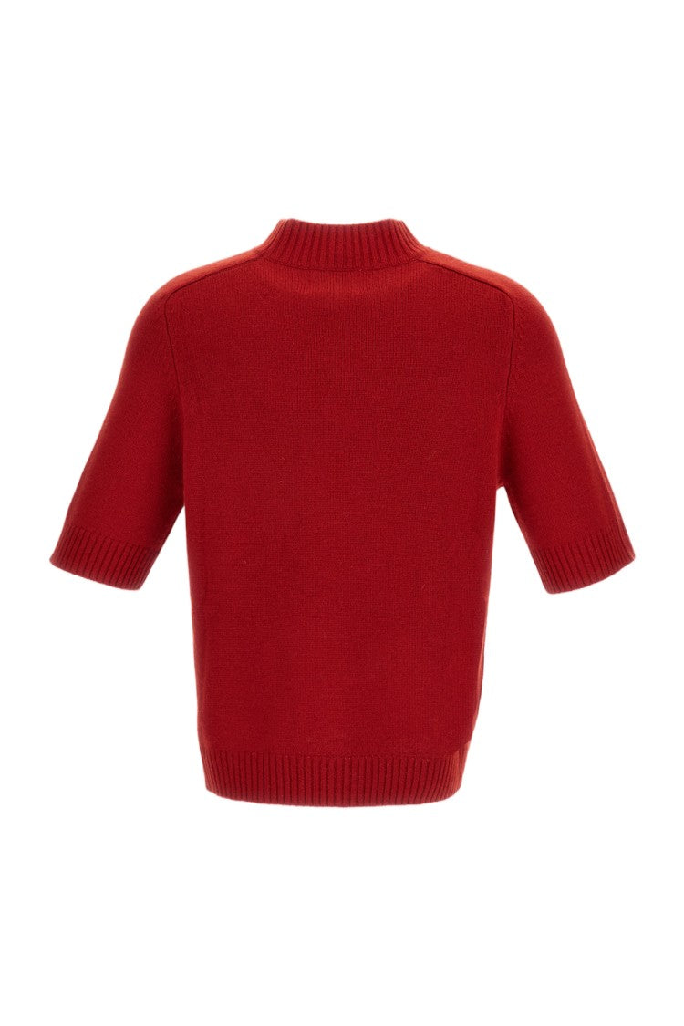 Loulou De Saison Cashmere Short-Sleeve Top With Rib-Knit Details