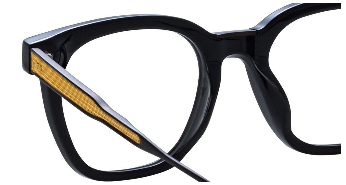 Linda Farrow Lfl Oversized Square Frame Eyeglasses With Textured Gold Accents