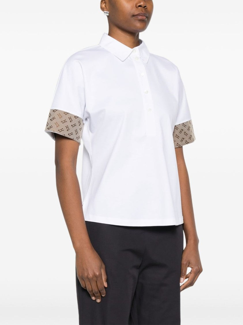 Herno White Patterned Cuff Polo Shirt