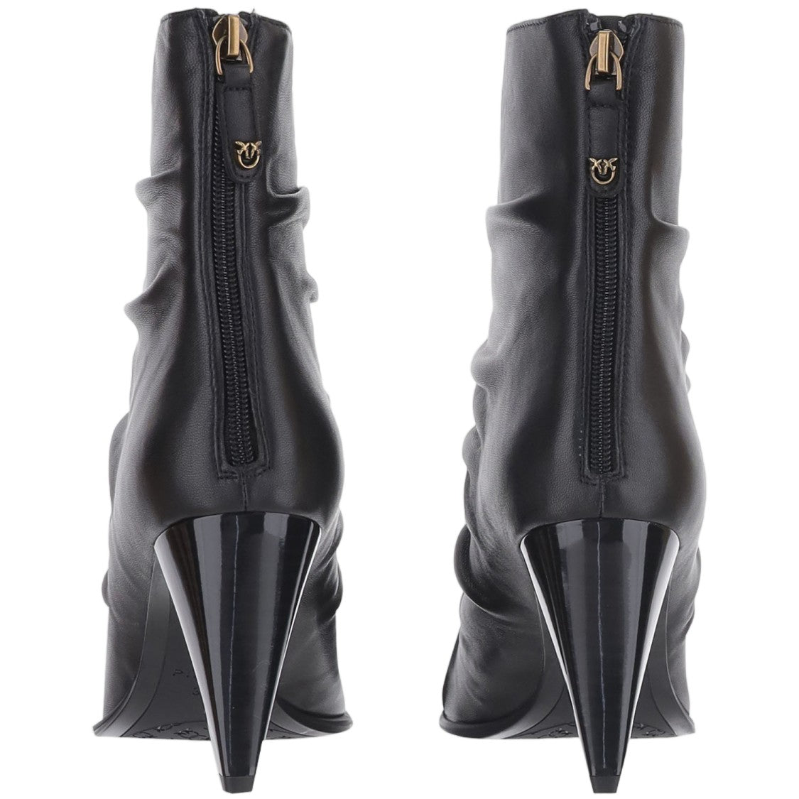 Pinko Black Embossed Zip Ankle Leather Boots