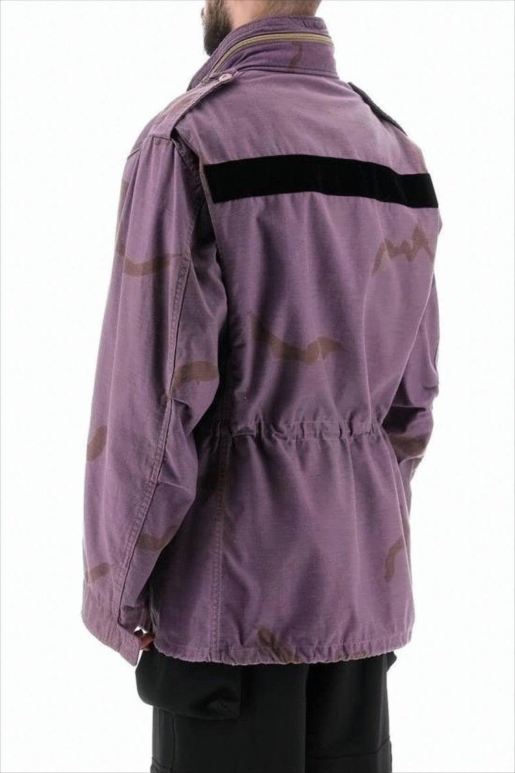 Oamc High-Collar Purple Utility Jacket With Buckle Detail