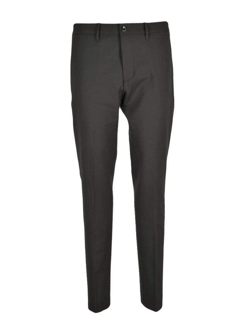 Nine In The Morning Olive Green Stretch Wool-Blend Pants