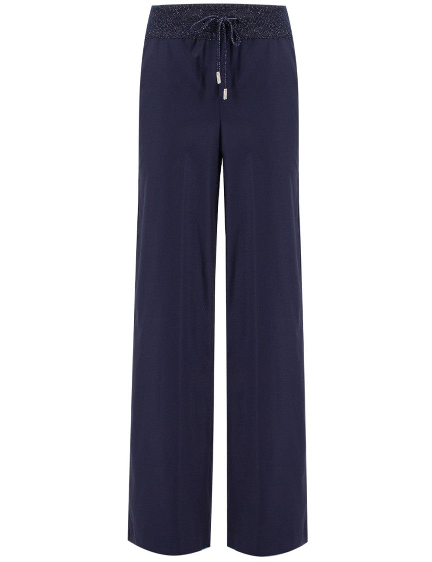 Panicale Navy Blue Wool Blend Trousers
