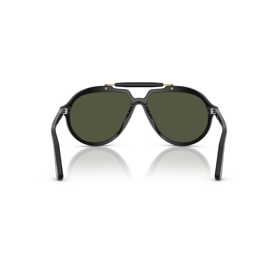 Persol 0Po0202s Bold Black Aviator Sunglasses With Gold Accents