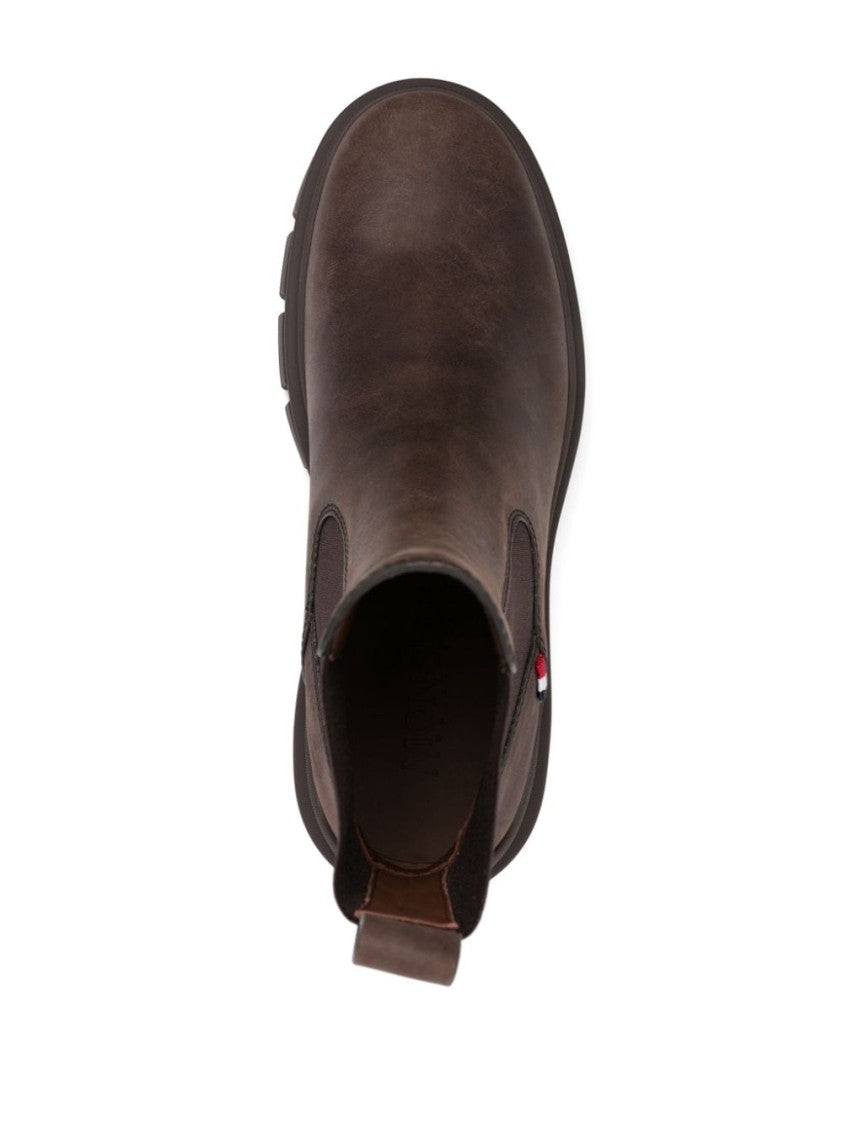 Moncler Ankle-High Multicolour Boots With Textured Leather And Rugged Sole