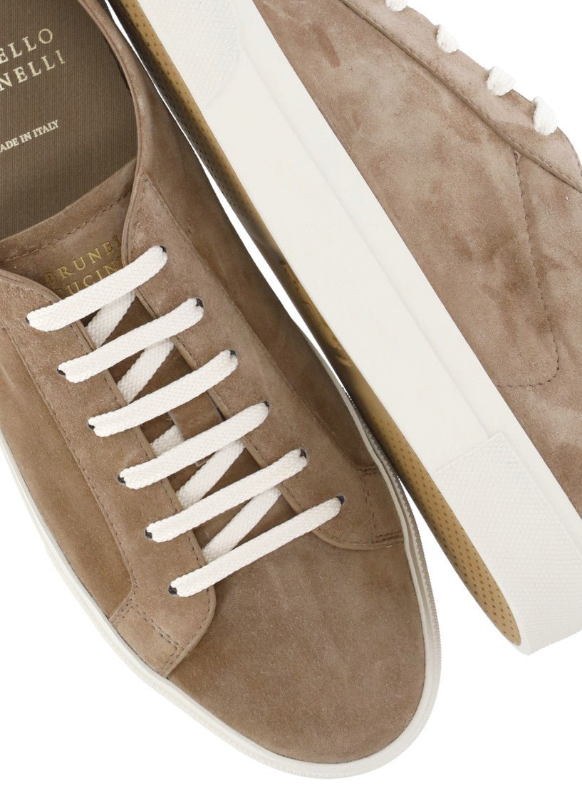 Brunello Cucinelli Beige Suede Leather Sneakers