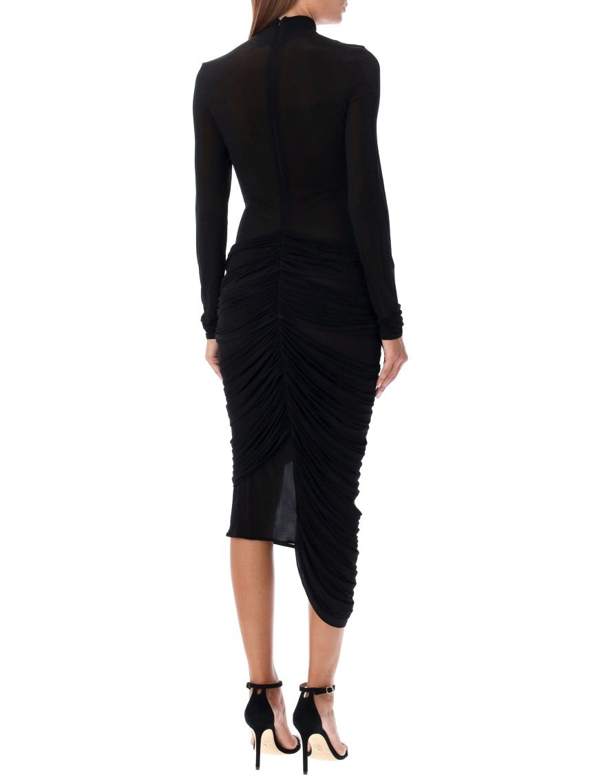Magda Butrym Sheer High Neck Midi Dress