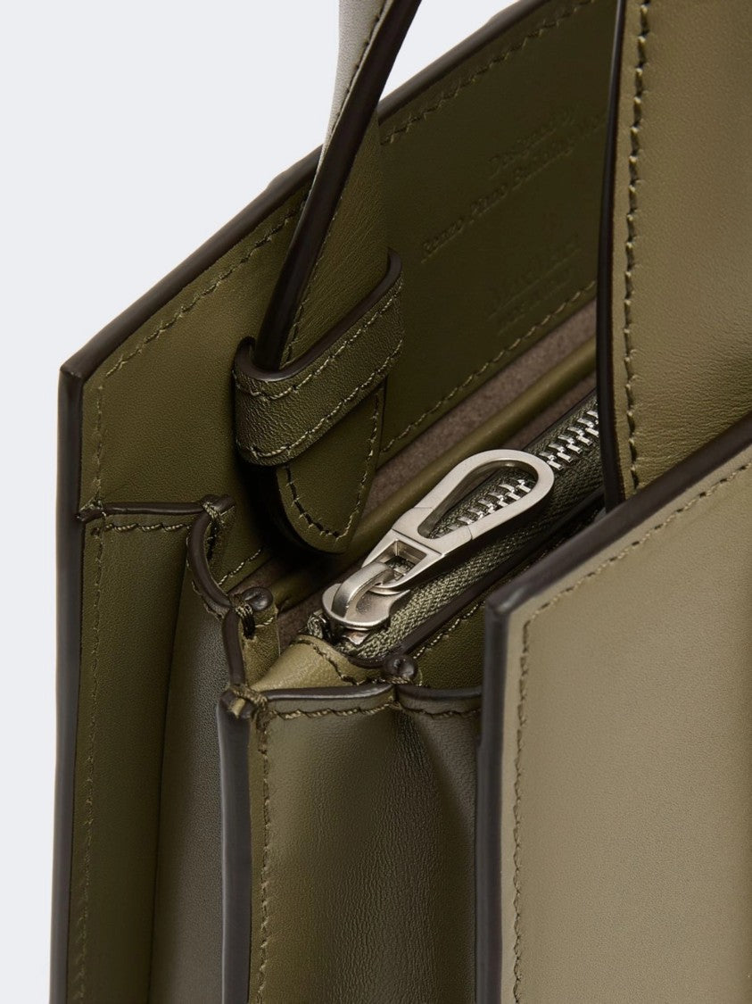 Max Mara Structured Handbag With Vertical Stitched Panels And Adjustable Strap