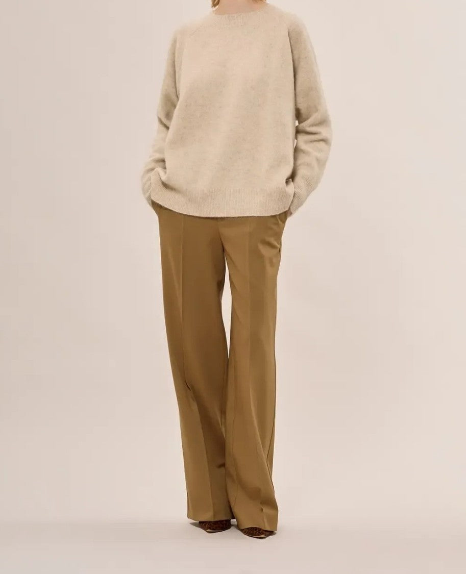 Parosh Long-Sleeved Crew Neck Sweater In Soft Butter Shade