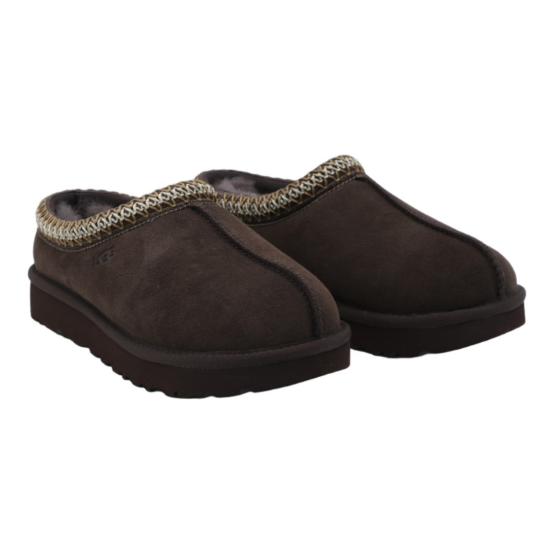 Ugg Plush Brown Suede Slip-On Flats With Braided Trim