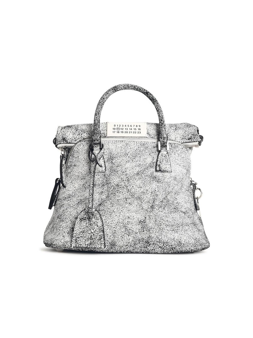 Maison Margiela '5Ac' Black And White Cracked Leather Bag