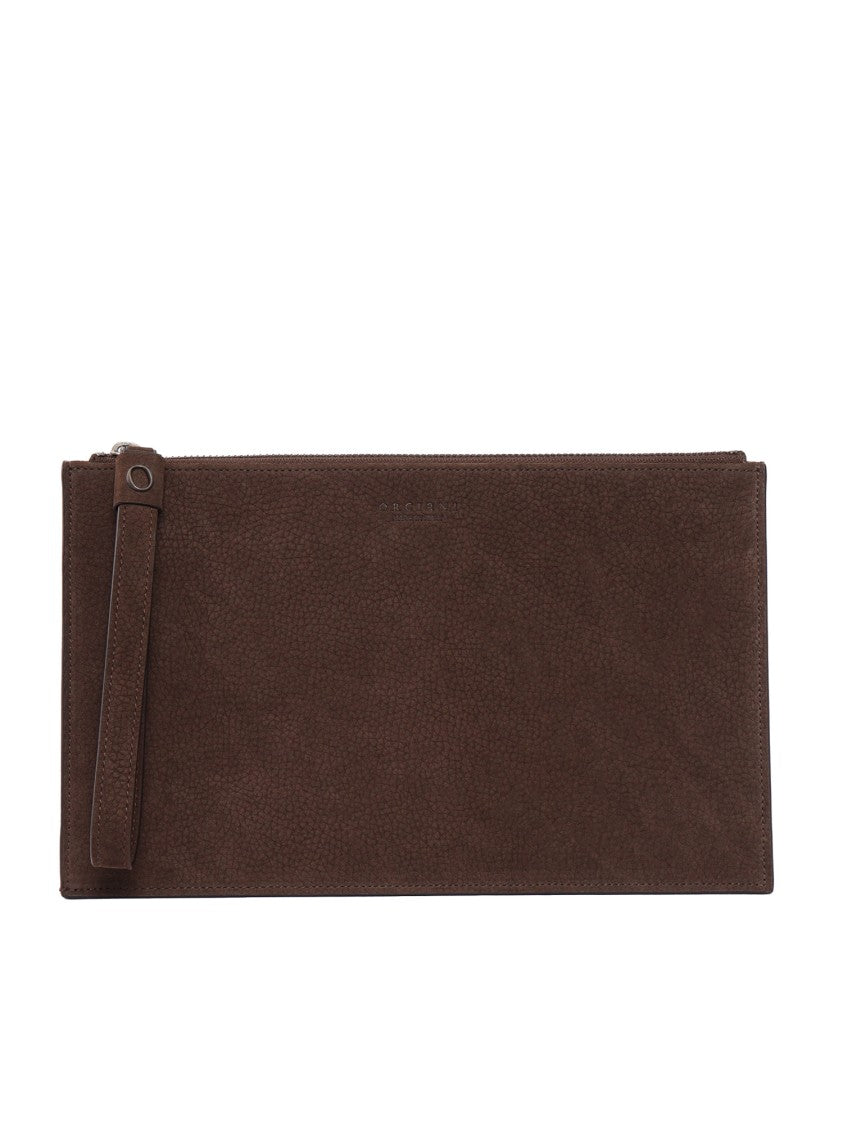 Claudio Orciani Rectangular Brown Calf Leather Wallet With Minimalist Design